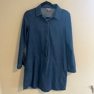 COS long sleeve denim shift mini dress size 8